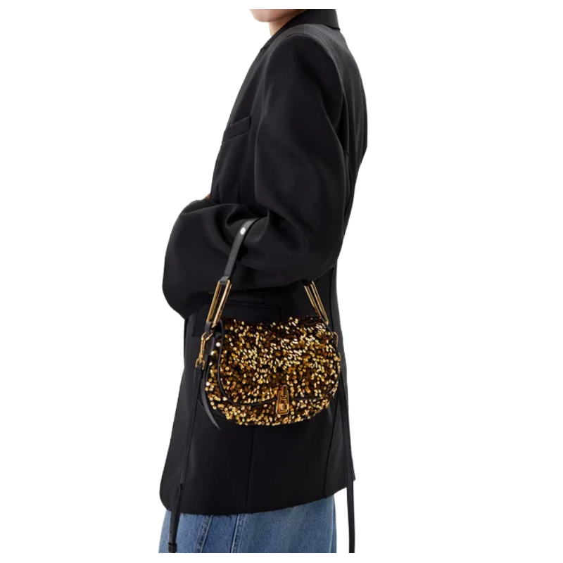 Coccinelle Womens Magie Paillettes Handbag Golden/Black E1S4Q580101