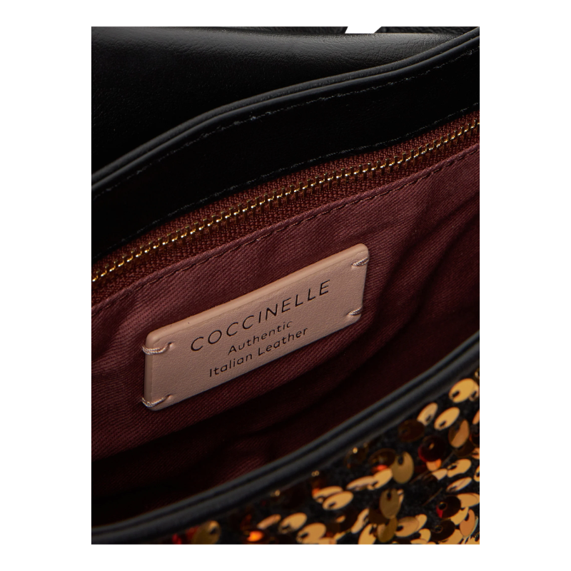 Coccinelle Womens Magie Paillettes Handbag Golden/Black E1S4Q580101