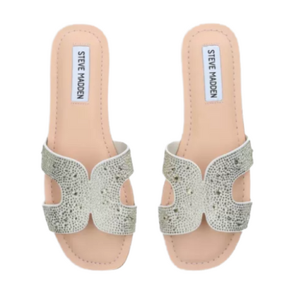Steve Madden Womens Zarnia-R Silver Iridescent Rhinestone Sandals SM11001990