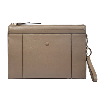 Piquadro Mini Tablet Clutch Bag Circle Dove Grey Leather