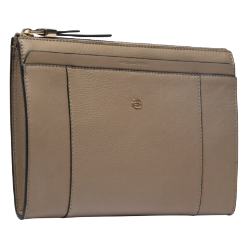 Piquadro Mini Tablet Clutch Bag Circle Dove Grey Leather