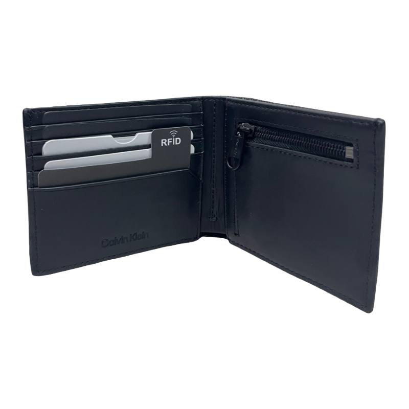 Calvin Klein Men's Modern Bar RFID Trifold Wallet Black K50K511377