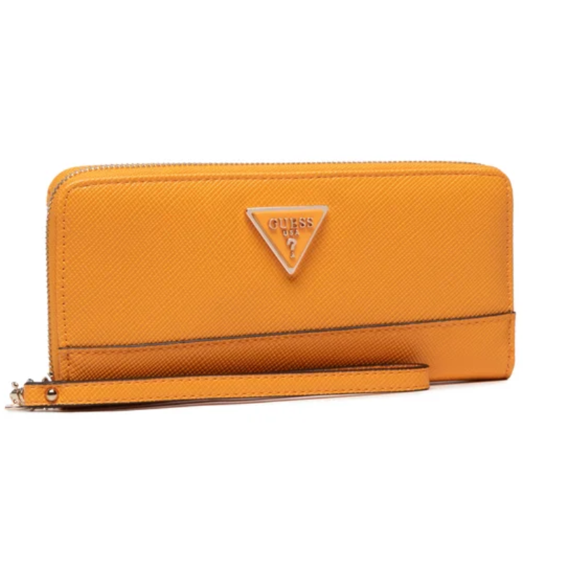 Guess Women's Noelle Large Zip Around Purse Mango Yellow Orange