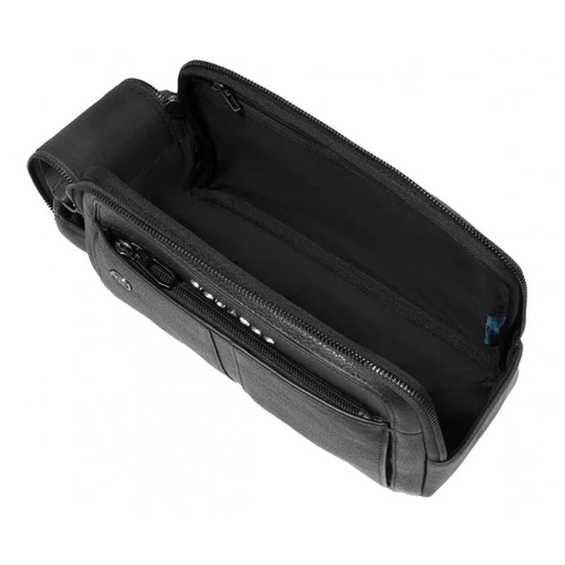 Piquadro Hedley Black Leather Toiletry Bag