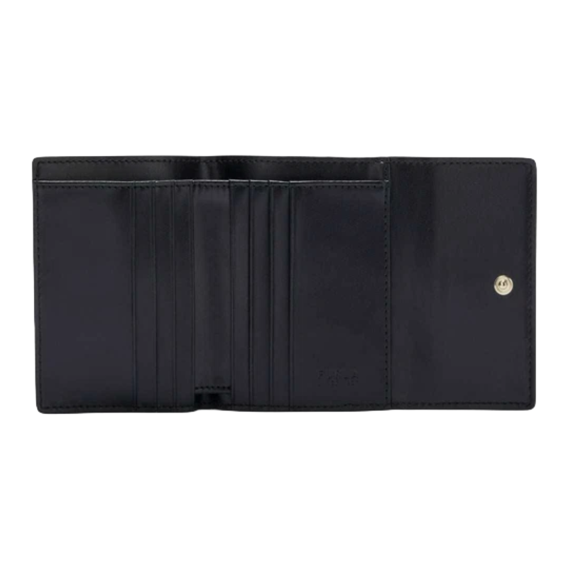 Furla Vitello Night Goccia Compact Leather Purse Nero Black