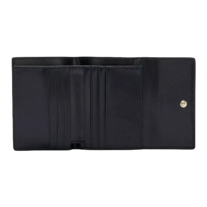 Furla Vitello Night Goccia Compact Leather Purse Nero Black