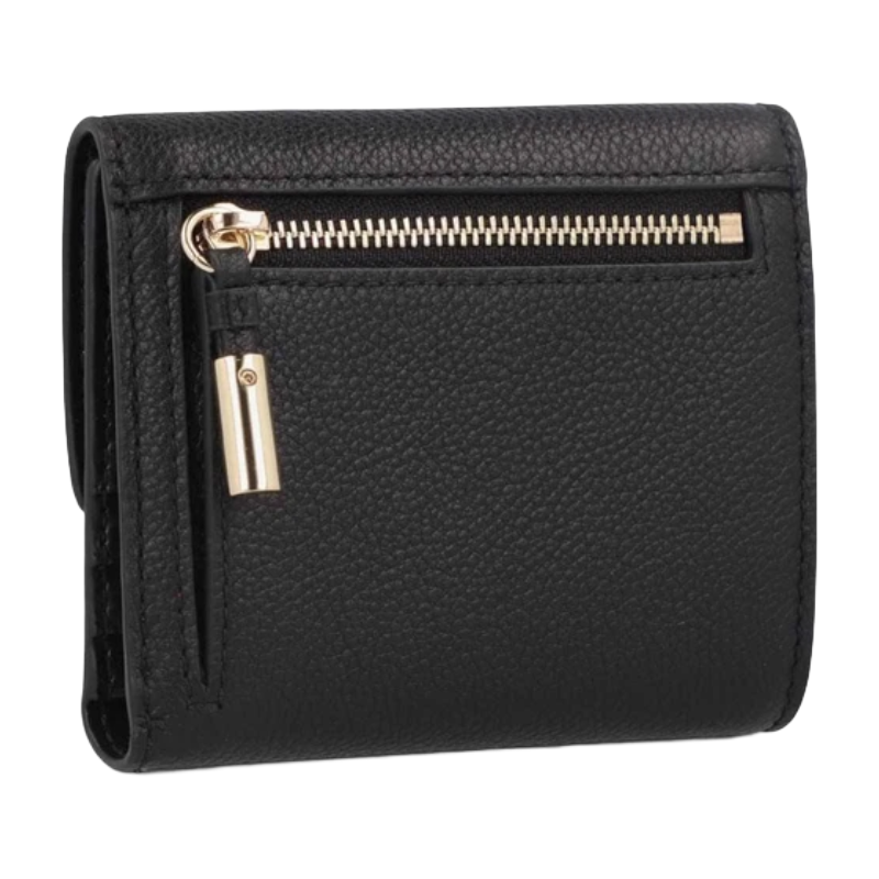 Furla Vitello Night Goccia Compact Leather Purse Nero Black