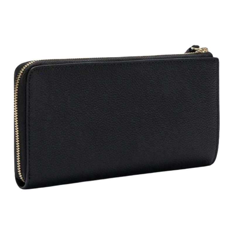 Furla Vitello Night Goccia Large Zip Around Leather Purse Black