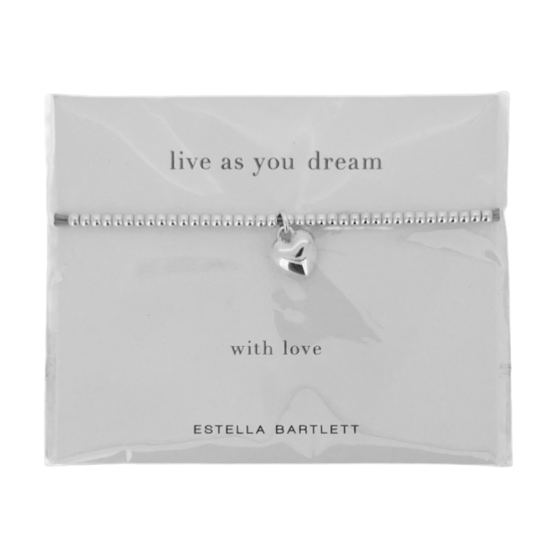 Estella Bartlett Live As You Dream With Love Heart Bracelet with Silver Beads