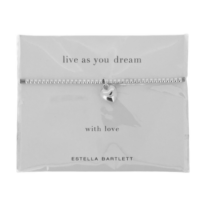 Estella Bartlett Live As You Dream With Love Heart Bracelet with Silver Beads