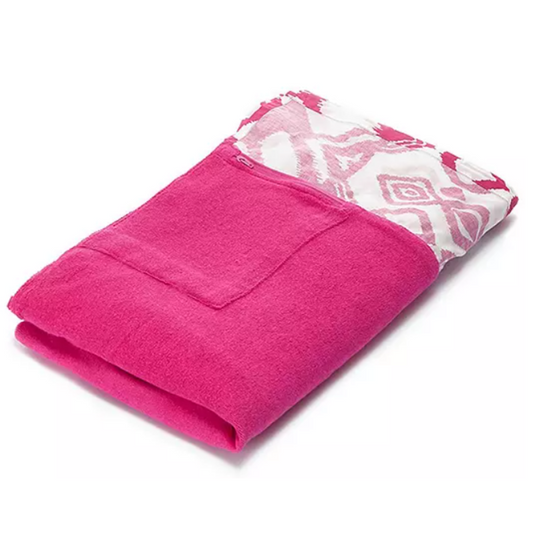 LASCNA Patterned Beach Towel | Cotton Terry Towel with Zip Pocket