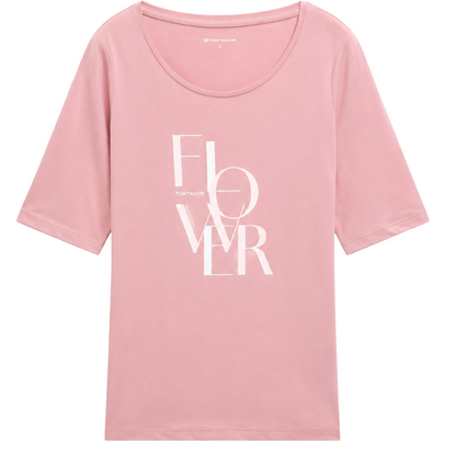 Tom Tailor Pink FLOWER Graphic T-Shirt | Women's Diamanté Tee