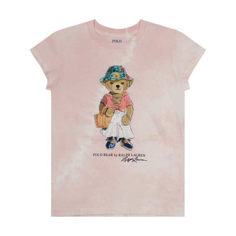 Ralph Lauren Polo Bear Tie-Dye Cotton Girls Jersey T-Shirt Pink