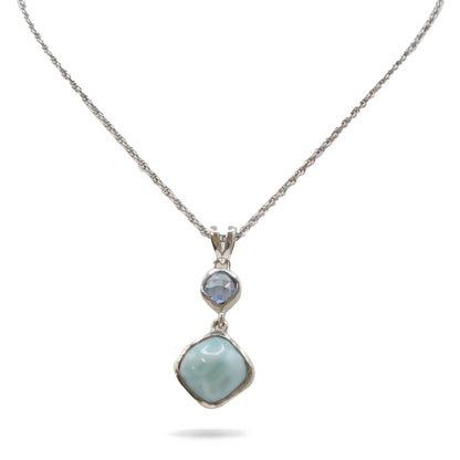 Marahlago Larimar Atlantic Cushion Sterling Silver Necklace 