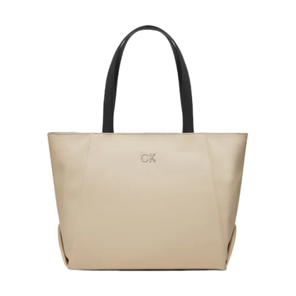 Calvin Klein Re-Lock Seasonal Shopper Canvas Bag K60K611446 DK Ecru