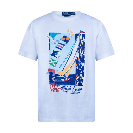 Ralph Lauren Classic Fit Sail Boat Cotton T-Shirt White 