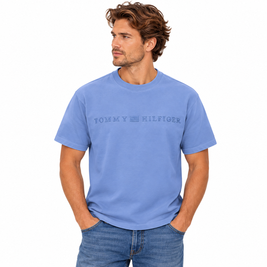 Tommy Hilfiger Archive Logo Cotton Men's Blue T-Shirt - Large