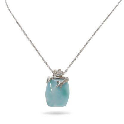 Marahlago Larimar Tree Frog Sterling Silver Necklace 