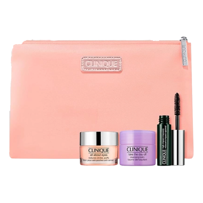 Clinique Eyes On The Fly Trio Essentials Set All About The Eyes 15ml Take The Day Off 15ml High Impact Mascara 3.5ml