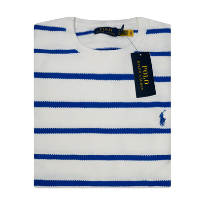 Ralph Lauren Polo Striped Cotton Jumper White/Blue