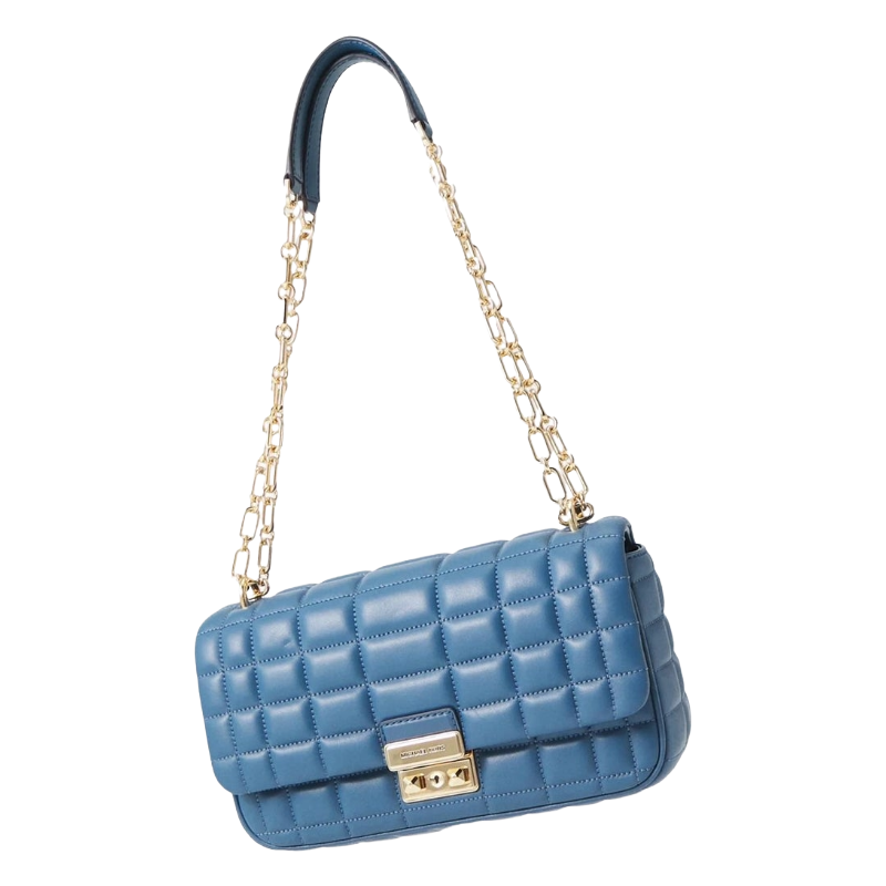 Michael Kors Tribeca Leather Convertible Crossbody Bag Chambray Blue