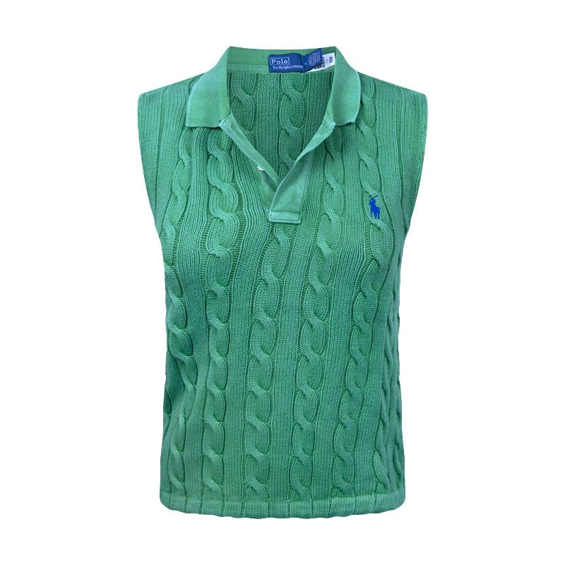 Ralph Lauren Polo Cable Knit Tank Top Jumper Green