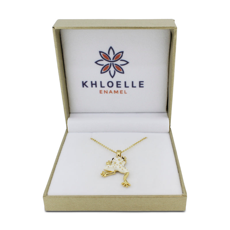 Khloelle Gold and White Frog Necklace LC0070844