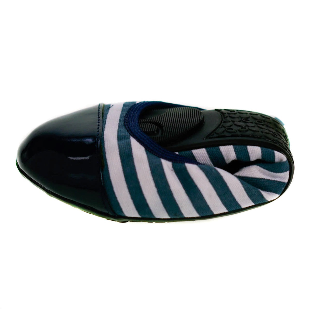 Butterfly Twists Fold Up Ballerina Shoes Navy White Stripes size