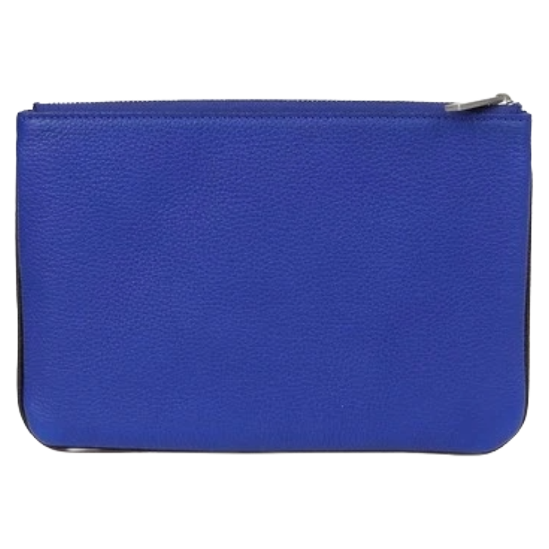 Salvatore Ferragamo Black & Blue Leather Cut-Out Leather Handbag Pouch