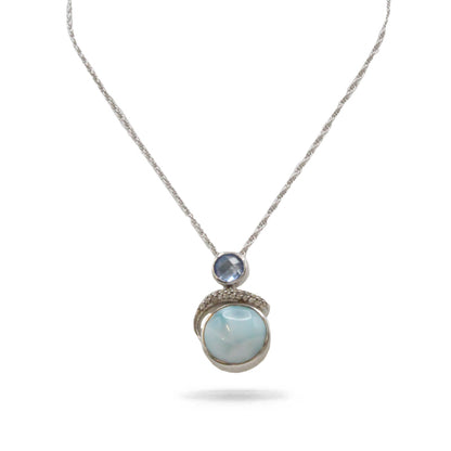 Marahlago Como Larimar Stone Blue Sapphire Sterling Silver Necklace