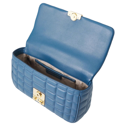 Michael Kors Tribeca Leather Convertible Crossbody Bag Chambray Blue