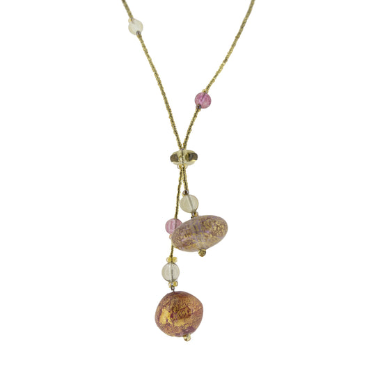 Antica Murrina Pink & Gold Glass Venus Necklace CO674A99
