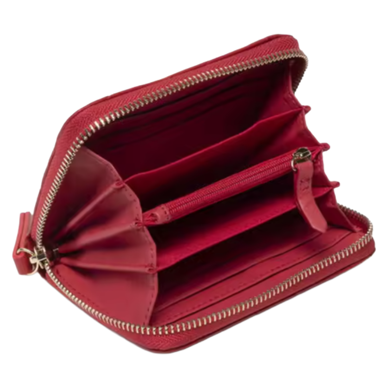 Mario Valentino Ocarina Quilted Wallet Medium Rosso Red Women's