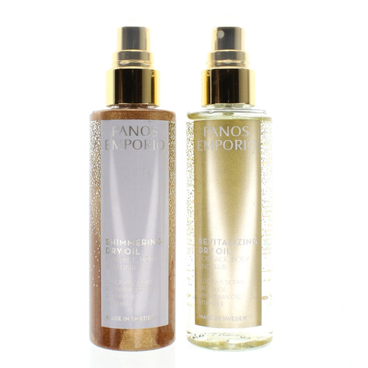 Panos EmpDry Oil For Face Body Hair 2 x 100ml Spray By Panos Emporiorio Luxury Dry Oils Duo Pack For Face, Body and Hair 