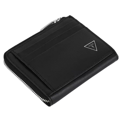 Guess Men's Leather Zip Business Card Holder Black