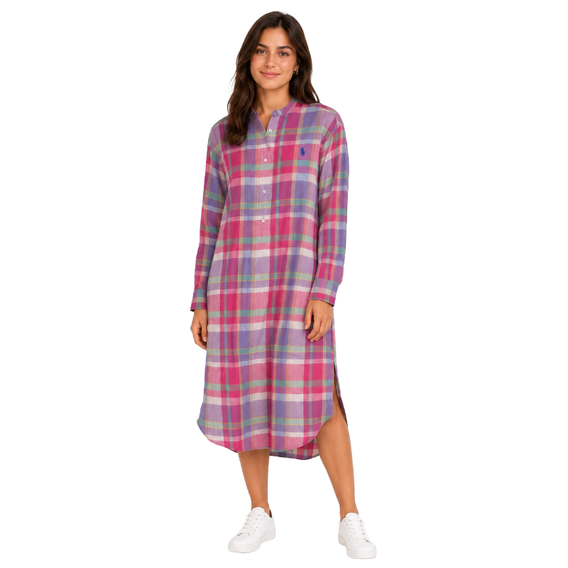 Ralph Lauren Women's Linen Check Shirt Dress