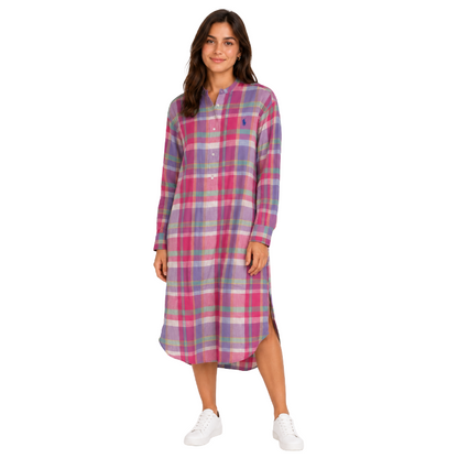 Ralph Lauren Women's Linen Check Shirt Dress