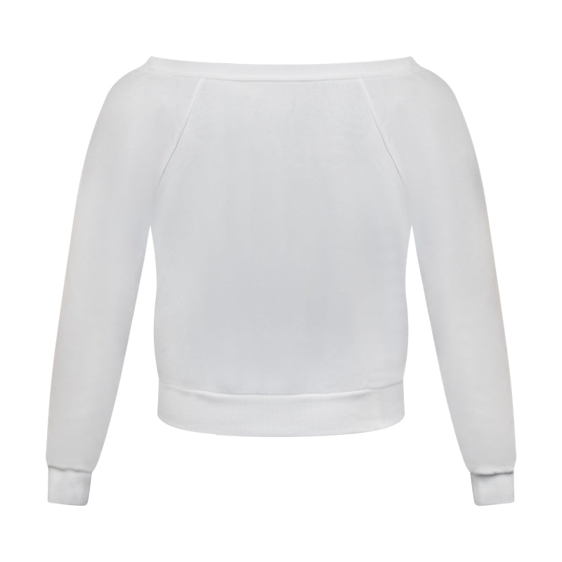 Victoria's Secret Off Shoulder Fleece 'London' White Sweatshirt