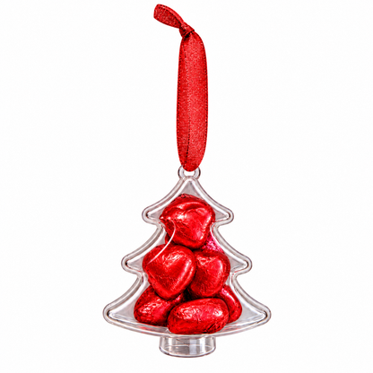 Red Swiss Milk Chocolate Hearts X12 In Christmas Tree Bauble