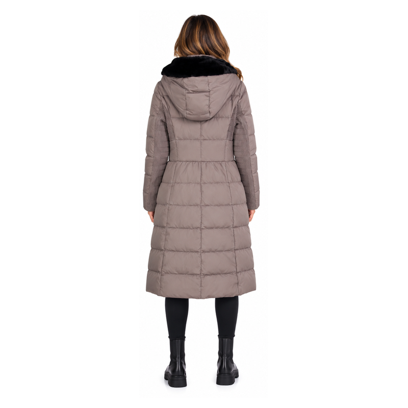 Armani Ladies Coat Beige Hooded Long Down - Size 4 5NAGZ