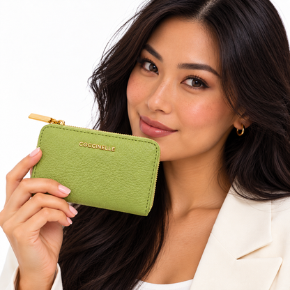 Coccinelle Women's Metallic Soft Leather Purse Guacamole Green
