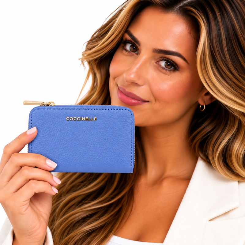 Coccinelle Women's Metallic Soft Leather Purse Azul Blue