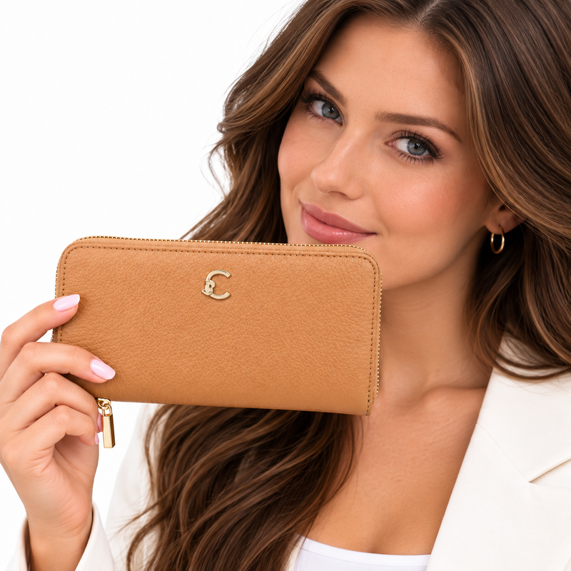 Coccinelle C-Me Soft Grained Leather Large Purse Skin Light Tan