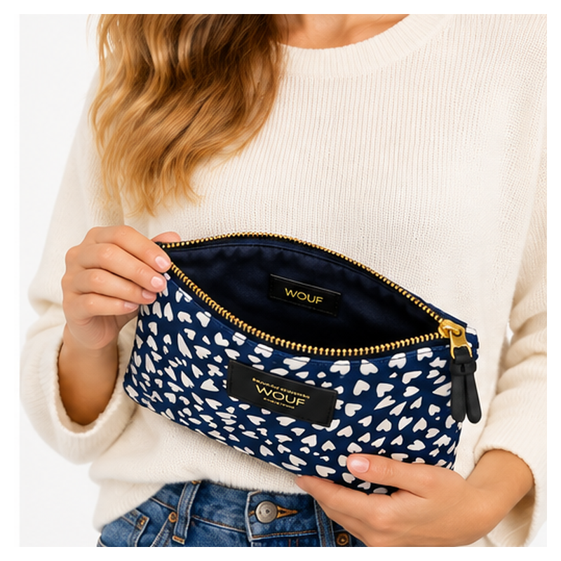 Wouf Hearts Medium Pouch Bag Navy Blue ML240009