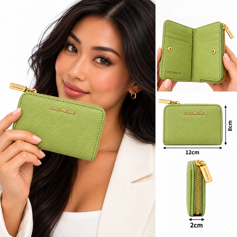 Coccinelle Women's Metallic Soft Leather Purse Guacamole Green