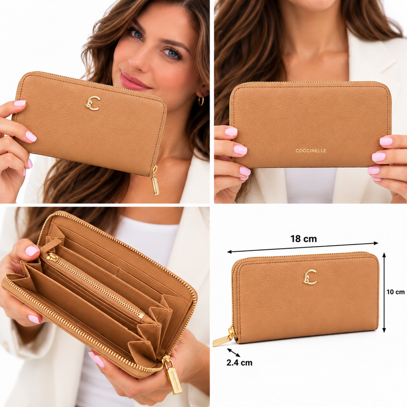Coccinelle C-Me Soft Grained Leather Large Purse Skin Light Tan