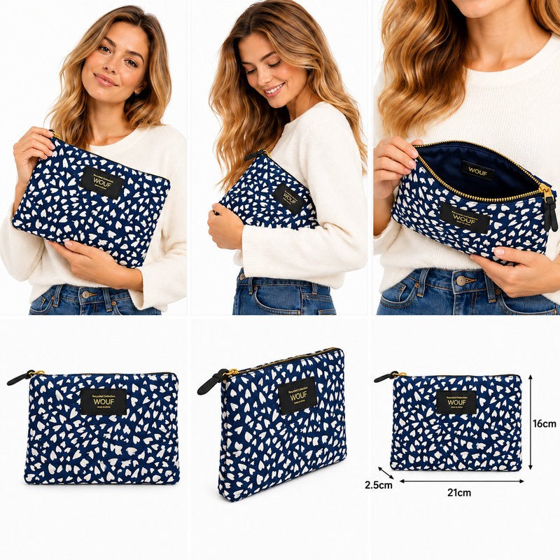 Wouf Hearts Medium Pouch Bag Navy Blue ML240009