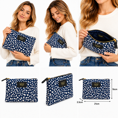 Wouf Hearts Medium Pouch Bag Navy Blue ML240009