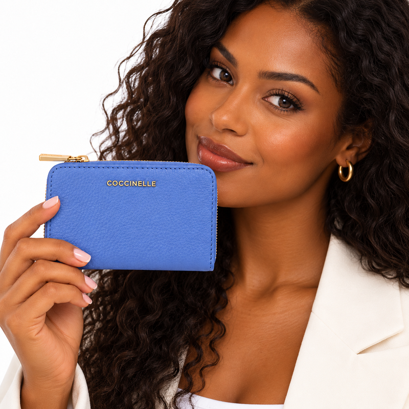 Coccinelle Women's Metallic Soft Leather Purse Azul Blue