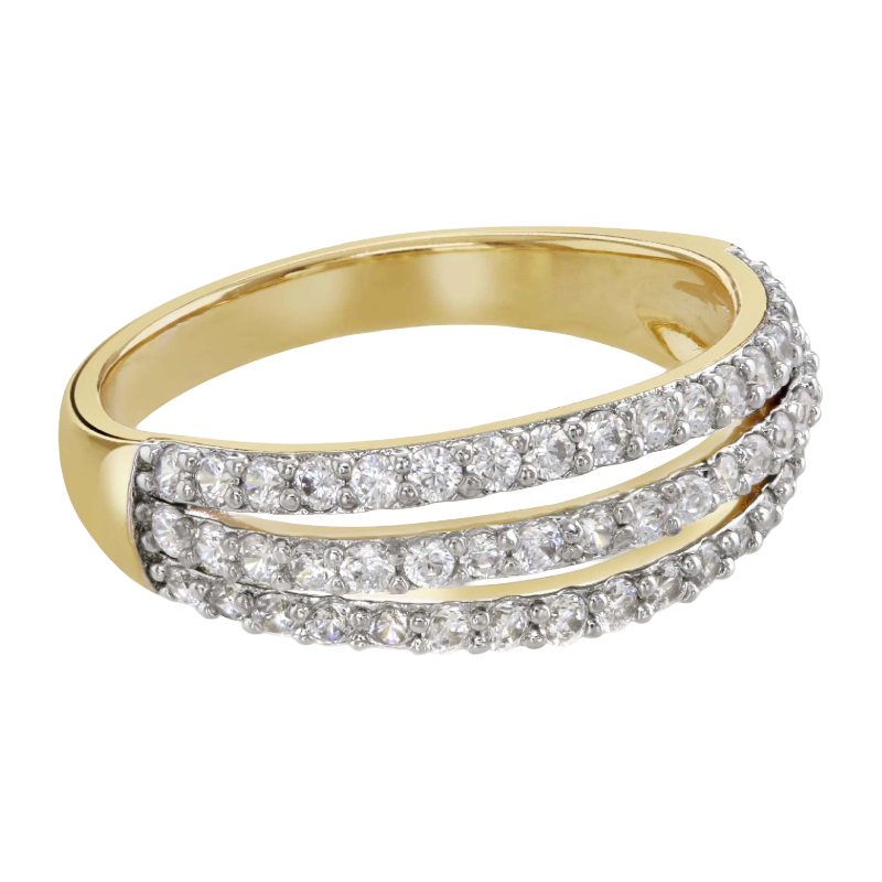 Buckley Gold Trio Pave Band Ring Size K R605S